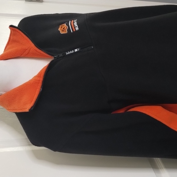 Starter Men's medium GameDay OSU OK State Cowboys fleece pullover black/orange - Picture 3 of 11